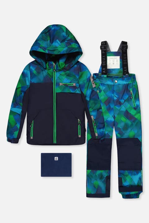 Play Checkered Jacket & Reinforced Pants Two Piece Snowsuit