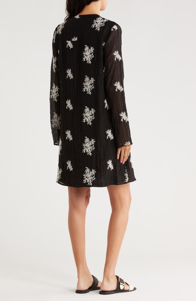 AREA STARS Mandi Embroidered Long Sleeve Shift Dress, Alternate, color, Black