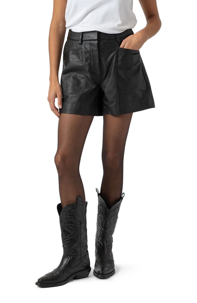 Saint + Sofia Bonham Leather Short, Alternate, color, Black