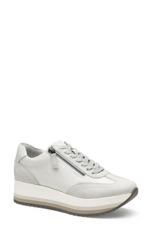 Johnston & Murphy Gracie Side Zip Sneaker In White Nylon/kid Suede