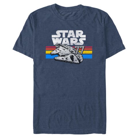 Men's Star Wars A New Hope Millennium Falcon 77' Vintage Stripes  Graphic T-Shirt