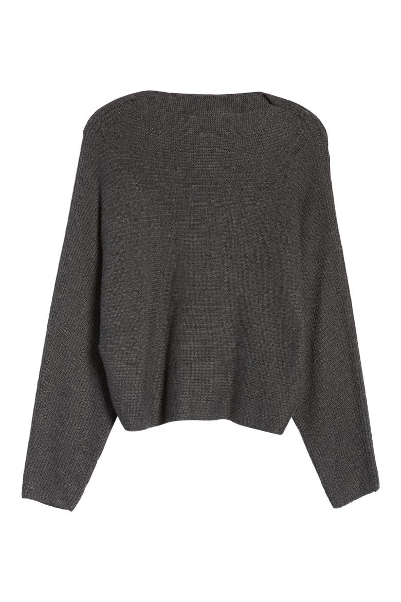 Dolman Sleeve Crop Sweater, Alternate, color, GREY DARK CHARCOAL HEATHER