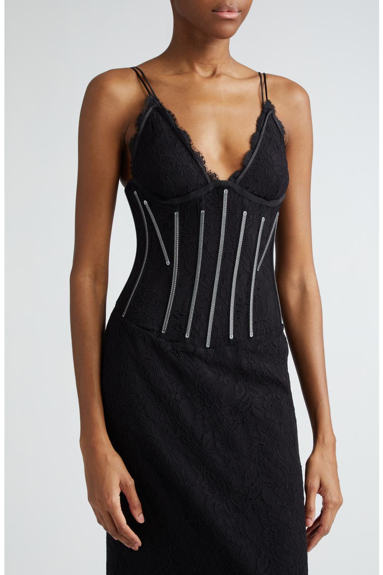 Lace Corset Dress, Alternate, color, NERO