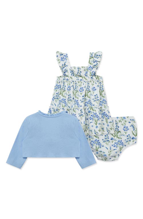 LITTLE ME LITTLE ME FLORAL PRINT KNIT DRESS & CARDIGAN SET