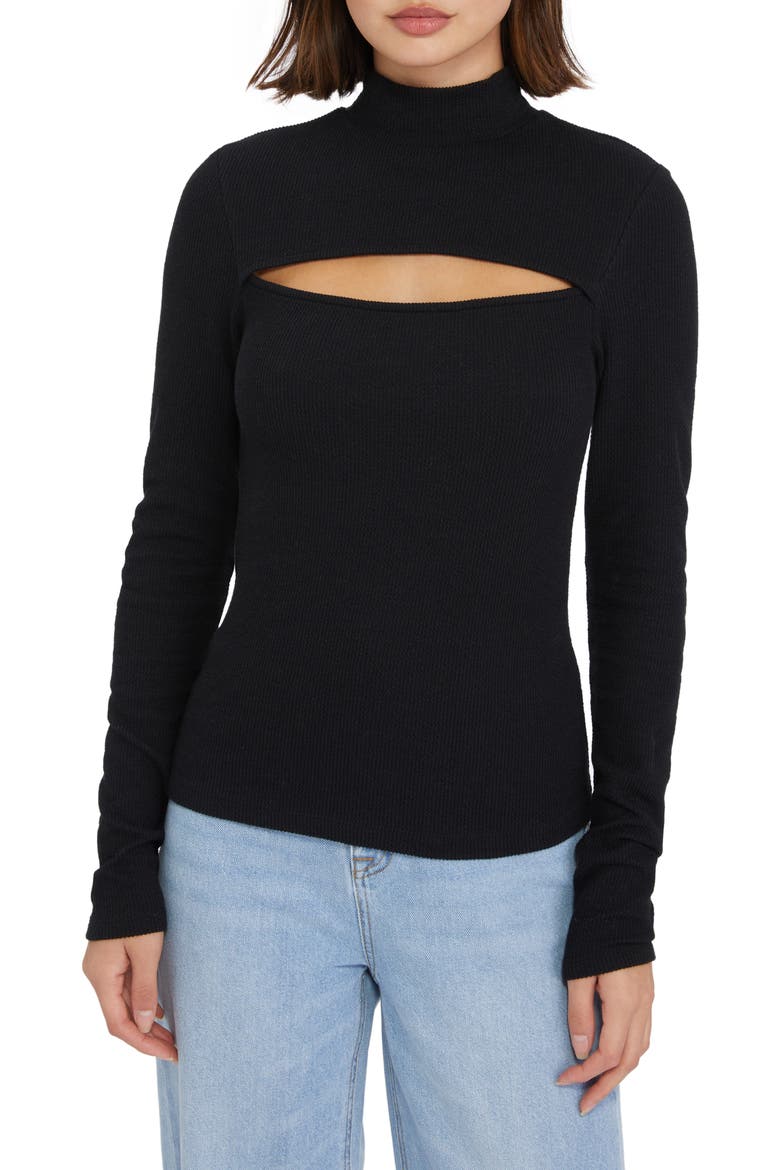 Small Rib Cuts Sanctuary Cut It Out Rib Mock Neck Cotton Blend Top (Women) | Nordstromrack
