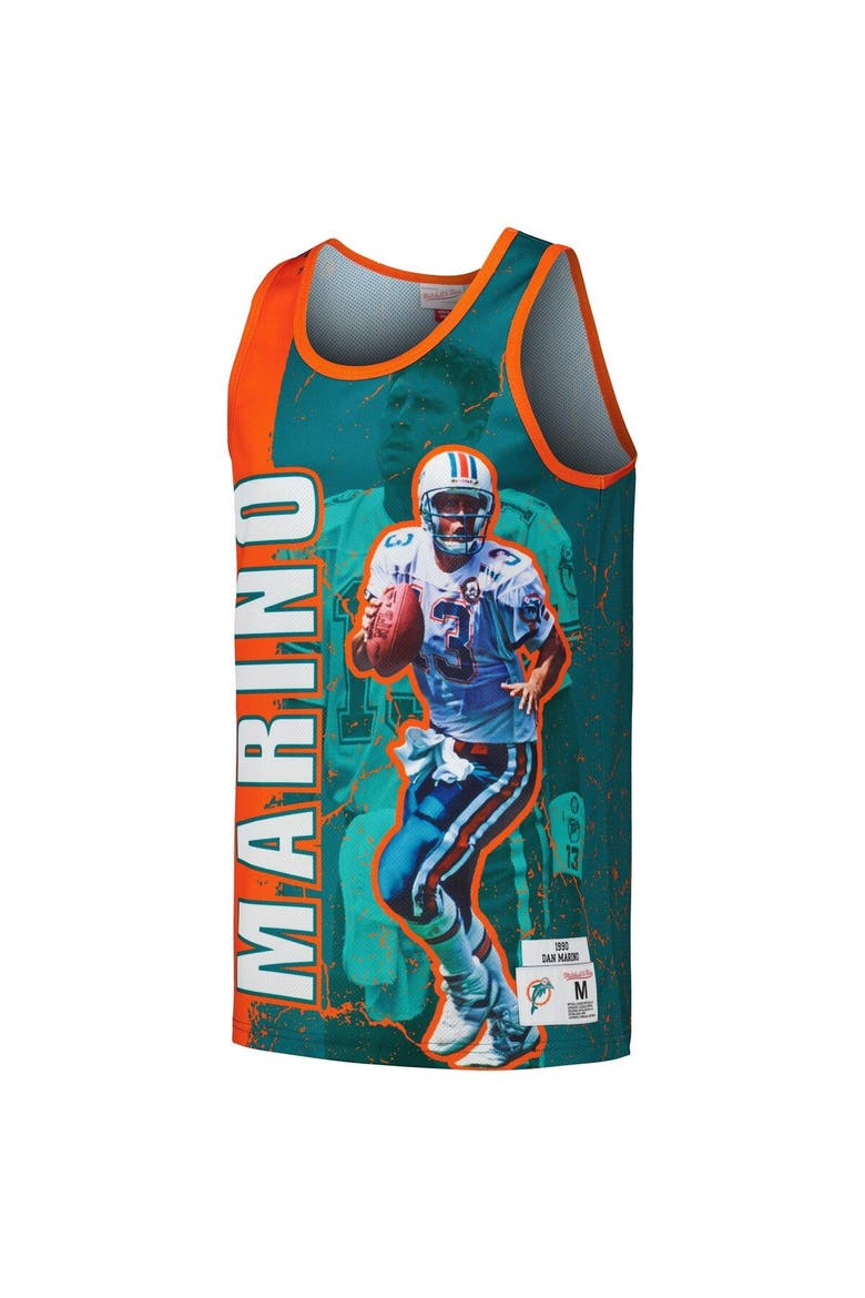 Men's Mitchell & Ness Dan Marino Aqua Miami Dolphins 1990 Player Burst Tank Top, Alternate, color, Aqua
