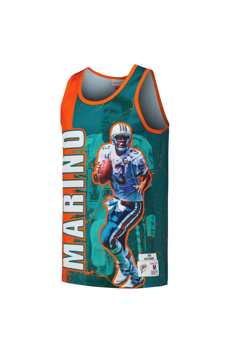 Mitchell & Ness Men's Mitchell & Ness Dan Marino Aqua Miami Dolphins 1990 Player Burst Tank Top, Alternate, color, Aqua