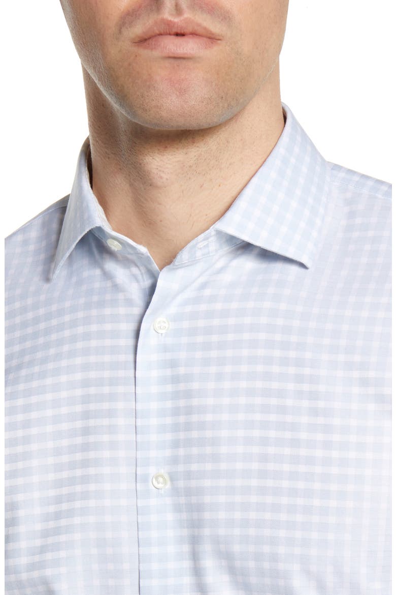 Trim Fit Non-Iron Dress Shirt, Alternate, color, BLUE COOL EOE PLAID