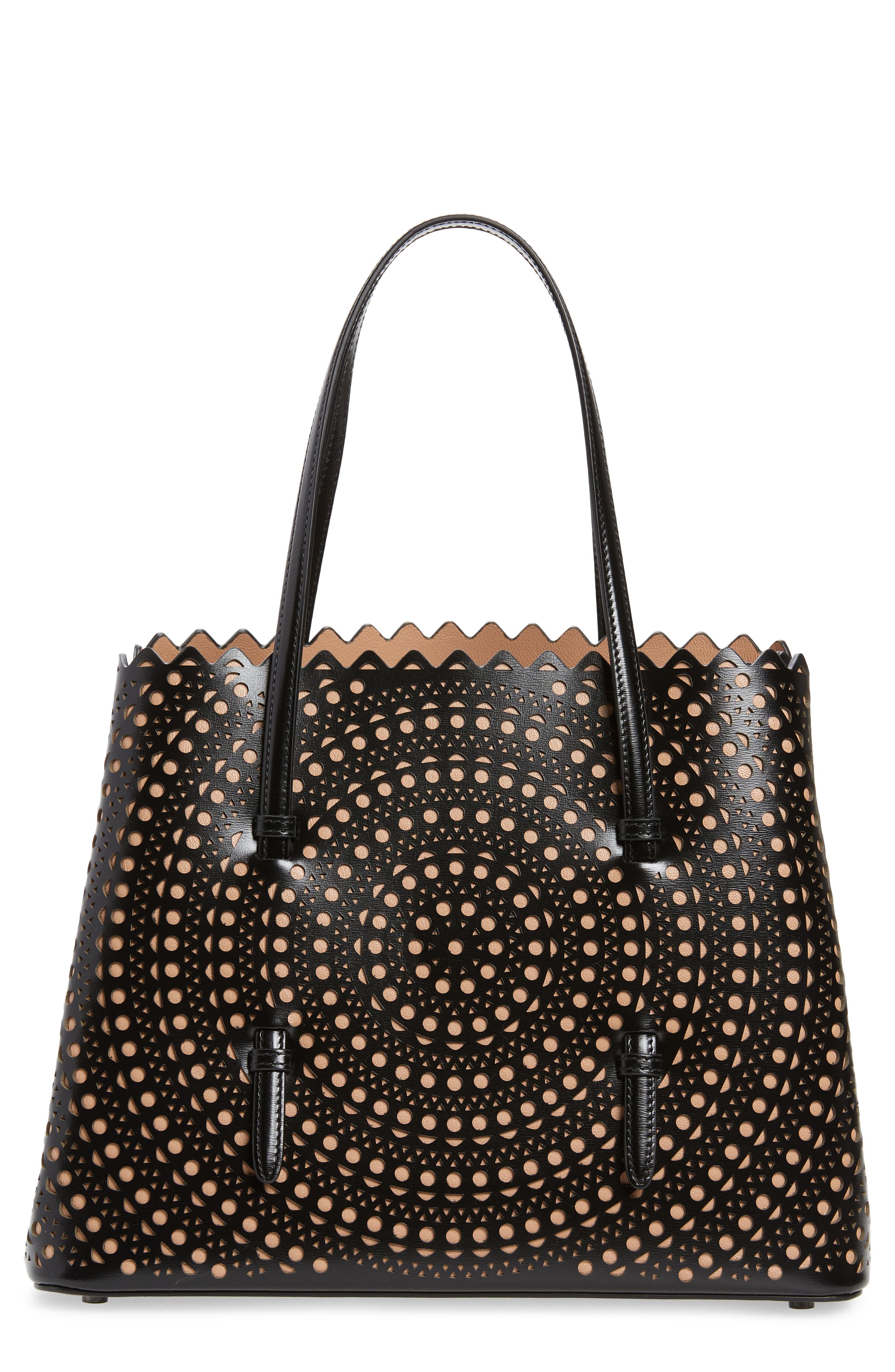 Alaïa Mini Vienne Mina Palm Perforated Leather Tote, Main, color, 