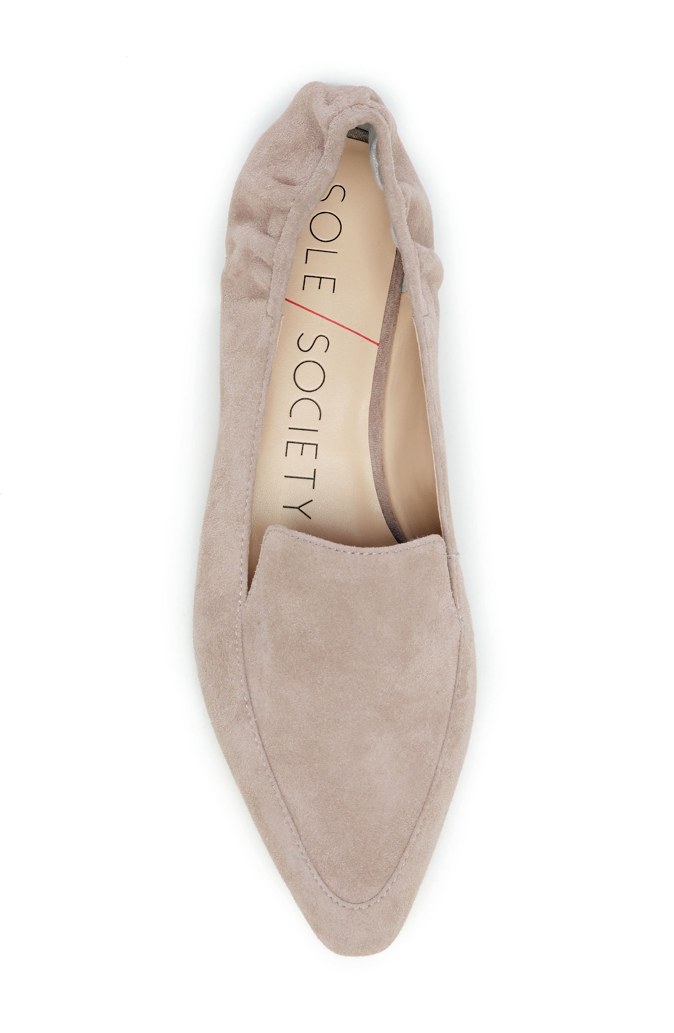 Breck Pointy Toe Flat, Alternate, color, SHELL SUEDE