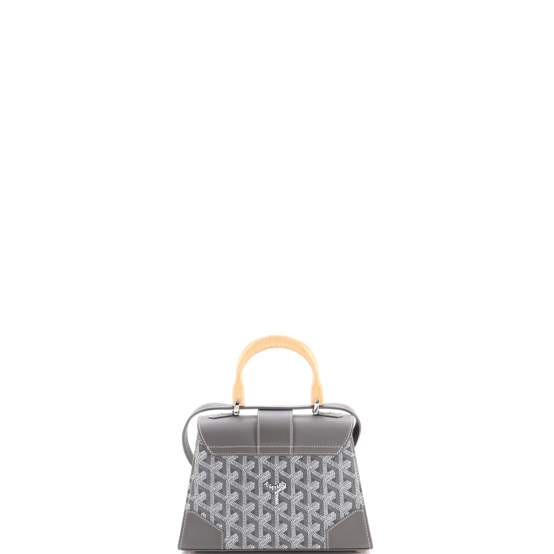 Structured Saigon Top Handle Bag Coated Canvas with Leather Mini, Alternate, color, Grey