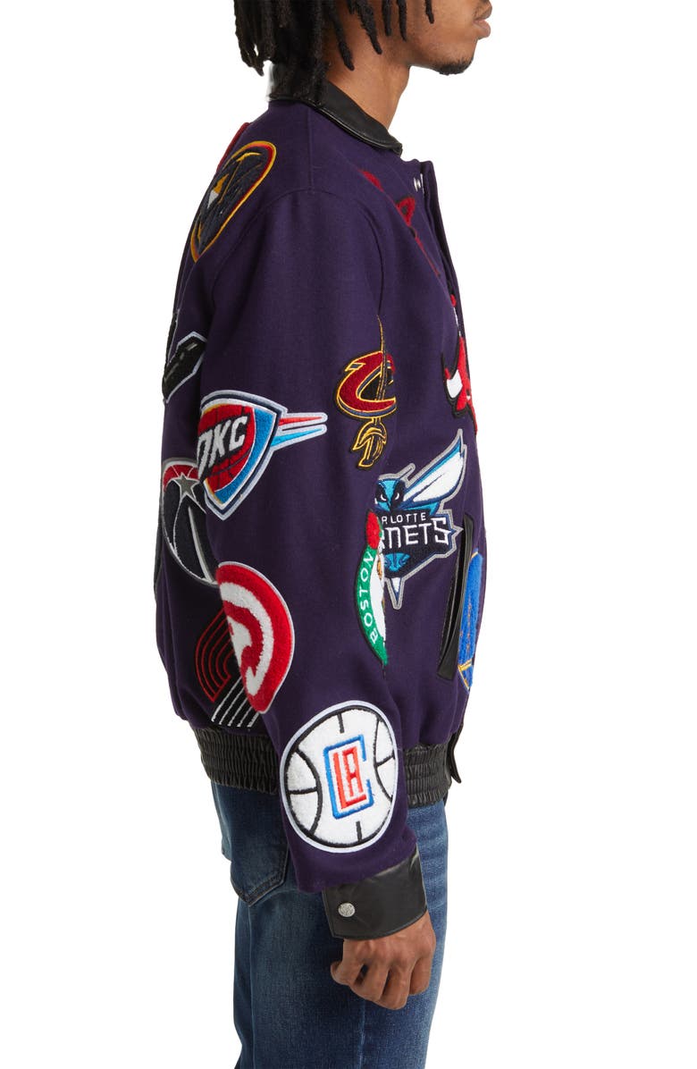 JEFF HAMILTON NBA Collage Wool Blend Jacket, Alternate, color, 