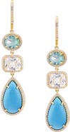 Nina Haloed Triple Drop Earrings