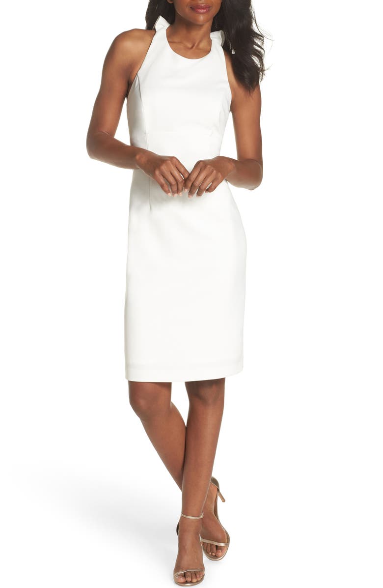 Vince Camuto Sleeveless Ruffle Back Sheath Dress, Main, color,