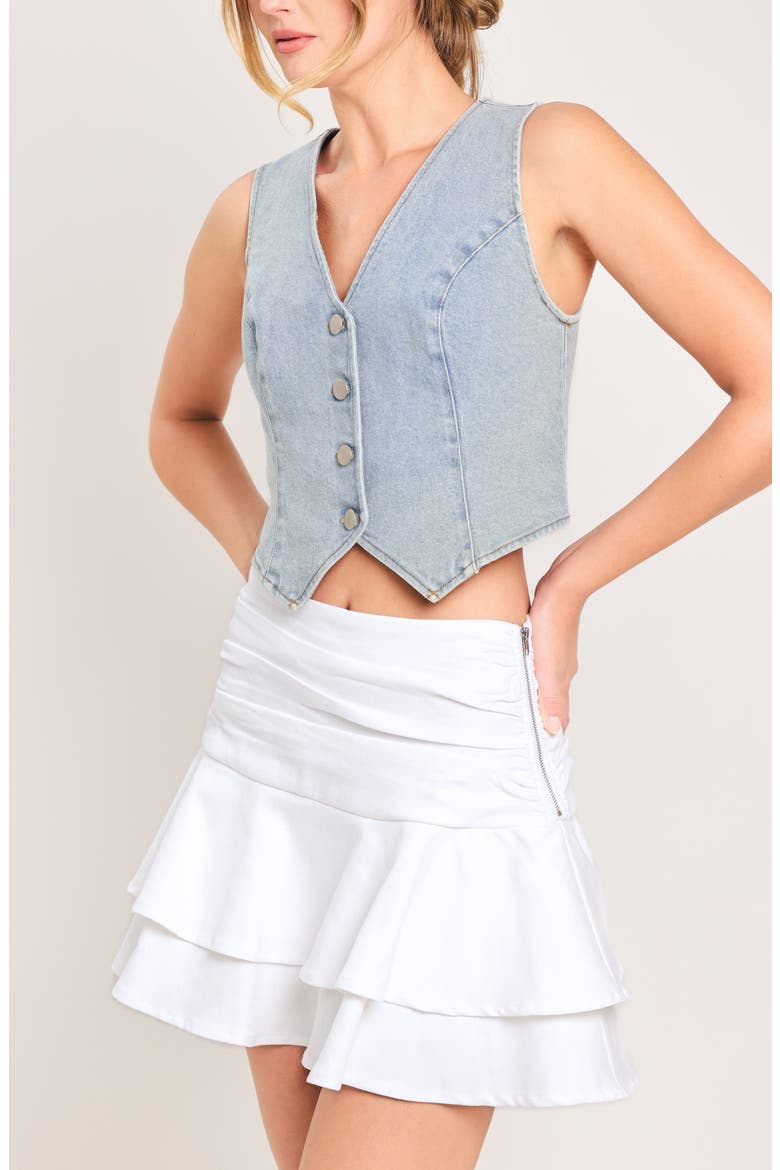 Ruched Tiered Skort, Alternate, color, WHITE