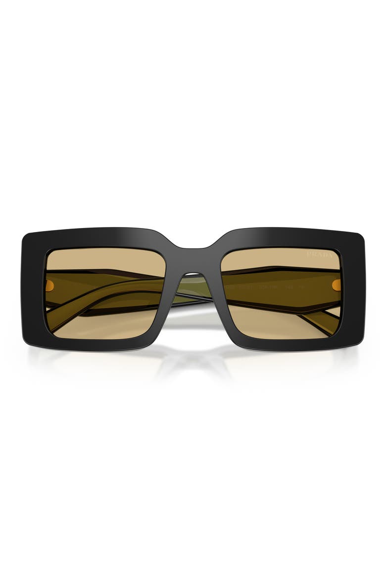 52mm Rectangle Sunglasses, Alternate, color, BLACK / YELLOW