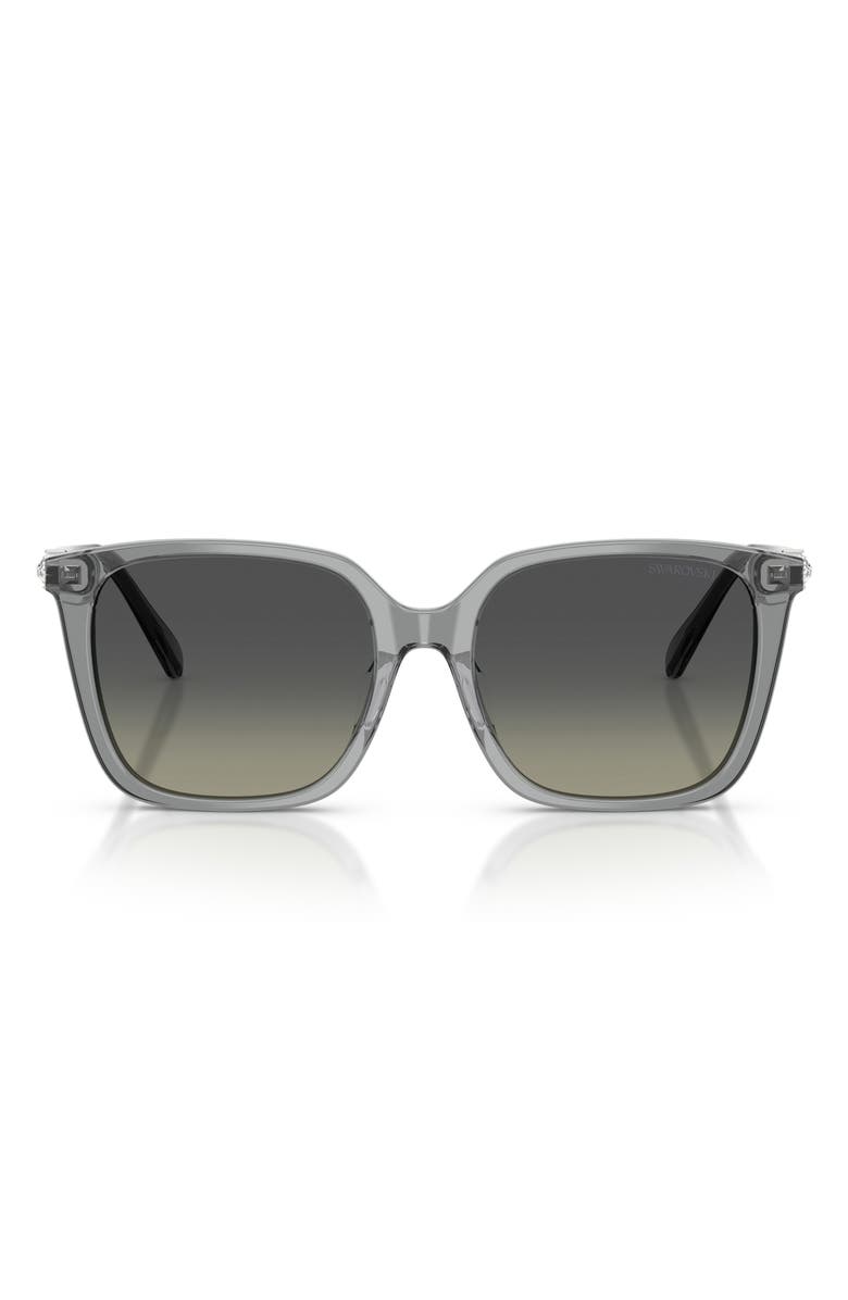 Swarovski 55mm Pillow Sunglasses, Main, color, Transparent Grey / Grey