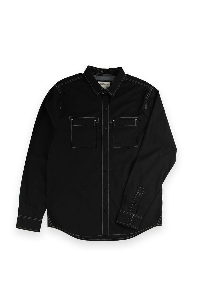 Simon Button Down Shirt, Main, color, Black