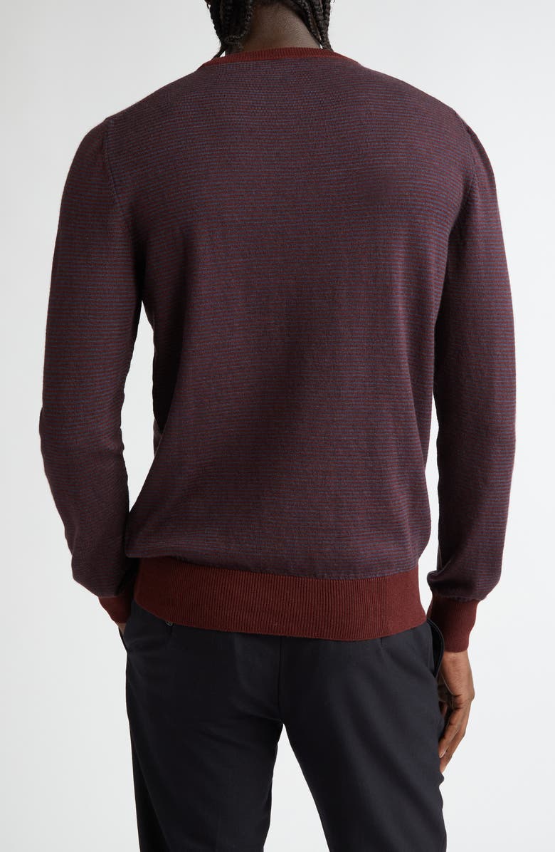 ISAIA Stripe Wool, Silk & Cashmere Crewneck Sweater, Alternate, color, Purple
