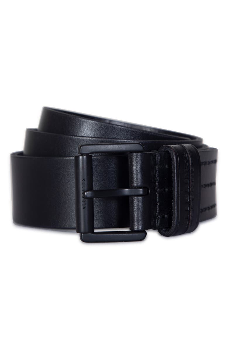 AllSaints Split Loop Leather Belt, Alternate, color, Black