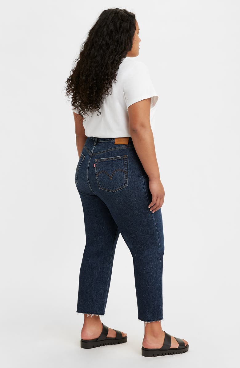 Levi's<sup>®</sup> Wedgie High Waist Raw Hem Straight Leg Jeans, Alternate, color, 