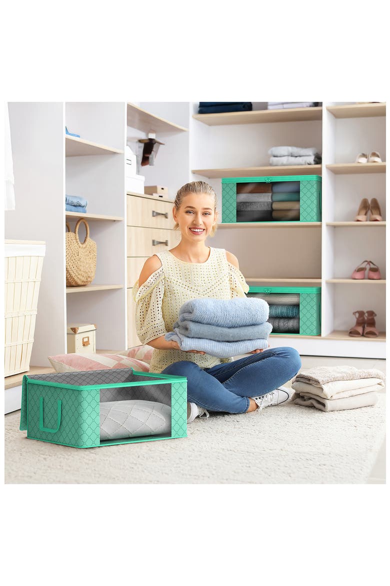 6-Pack Collapsible Zip Storage Bins, Alternate, color, TEAL