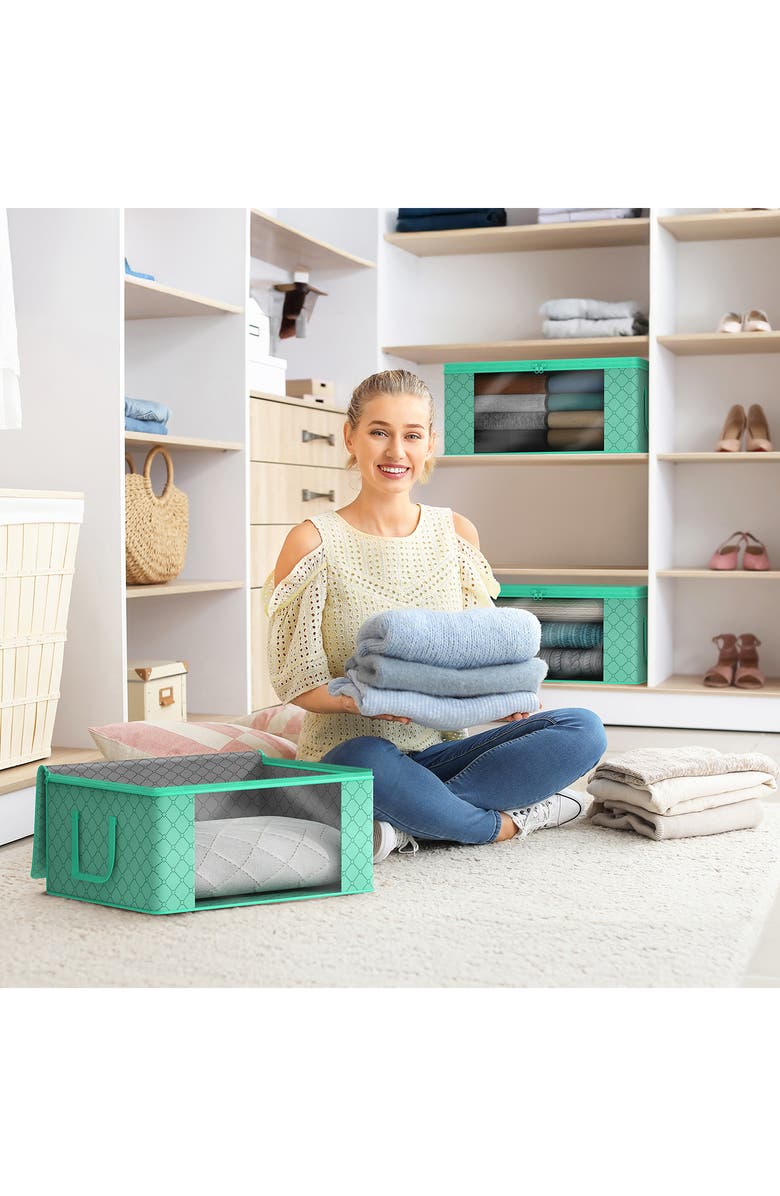 SORBUS 6-Pack Collapsible Zip Storage Bins, Alternate, color, Teal