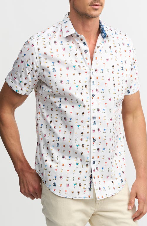 Robert Graham Booze Cruise Classic Fit Short Sleeve Cotton Button-up Shirt In White