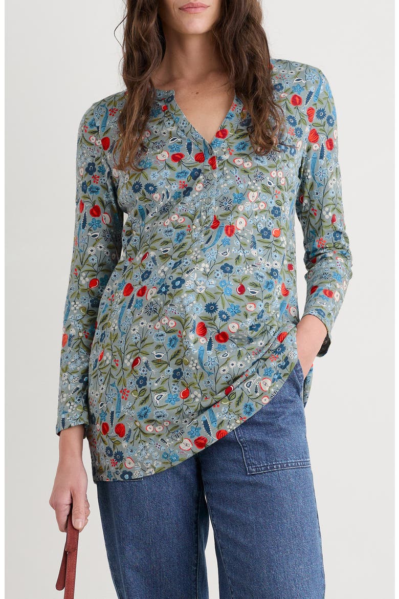 Moon Window Floral Organic Cotton Tunic, Main, color, STILL LIFE SEA HOLLY