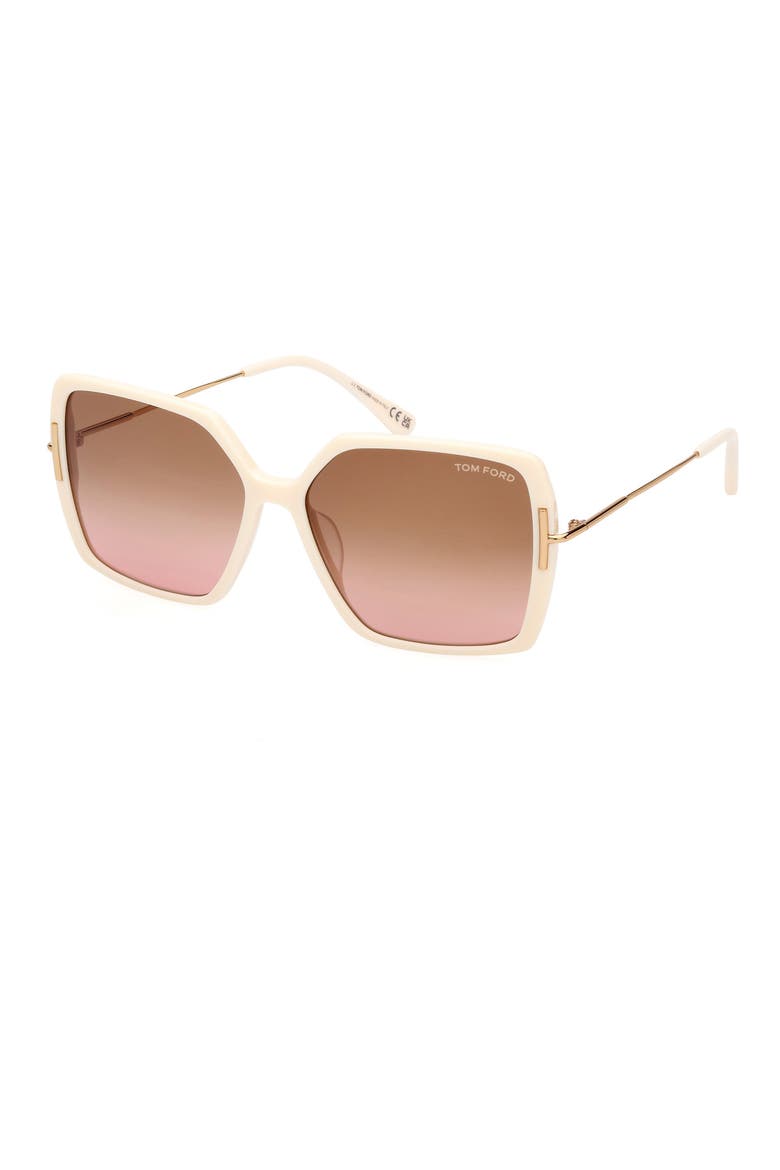 Joanna 59mm Gradient Butterfly Sunglasses, Alternate, color, WHTO/BRNG