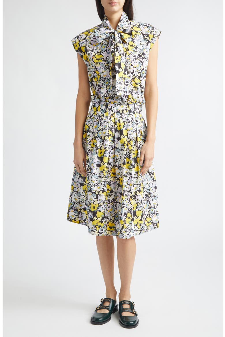 Pop Flowers Print High Waist Cotton Skirt, Alternate, color, PFY56 MAIZE