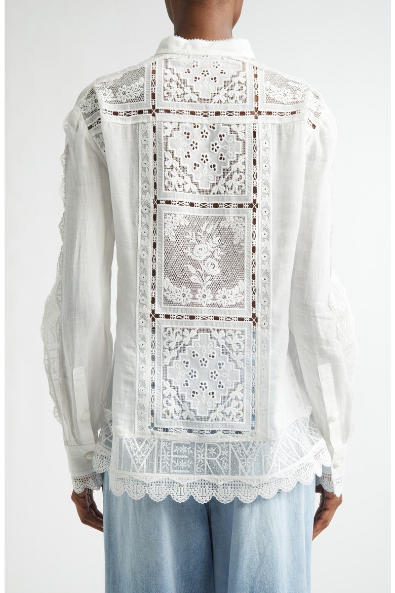 Aster Embroidered Lace & Eyelet Shirt, Alternate, color, IVORY