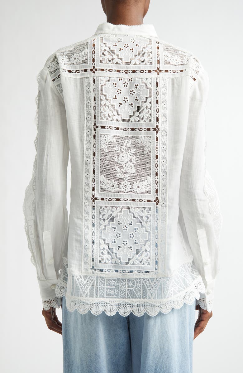Zimmermann Aster Embroidered Lace & Eyelet Shirt, Alternate, color, Ivory