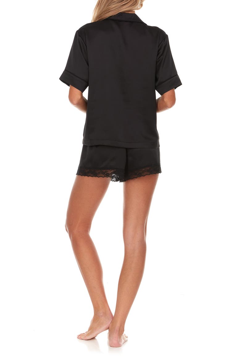 Selena Satin Charmeuse Short Pajamas, Alternate, color, BLACK