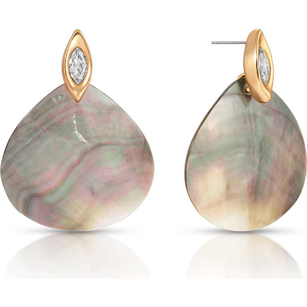 Ettika Shell Statement Drop Earrings In Gold