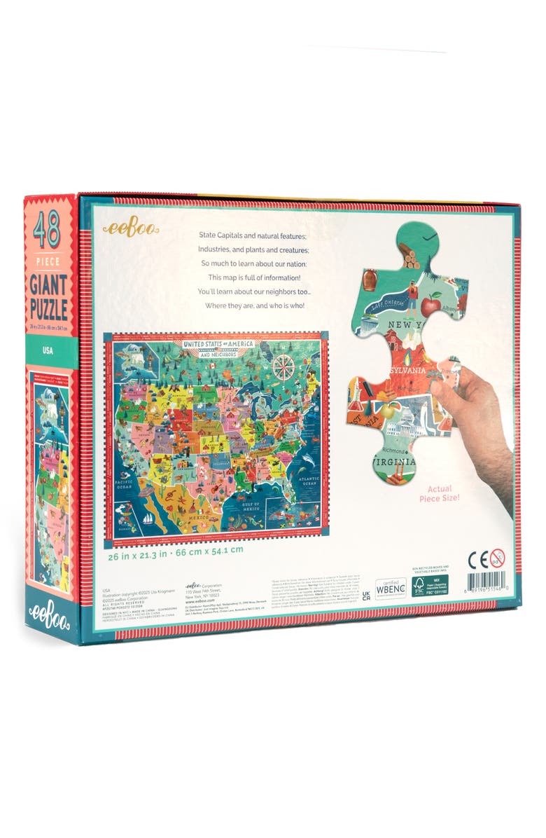 eeBoo USA 48-Piece Giant Puzzle, Alternate, color, Multi