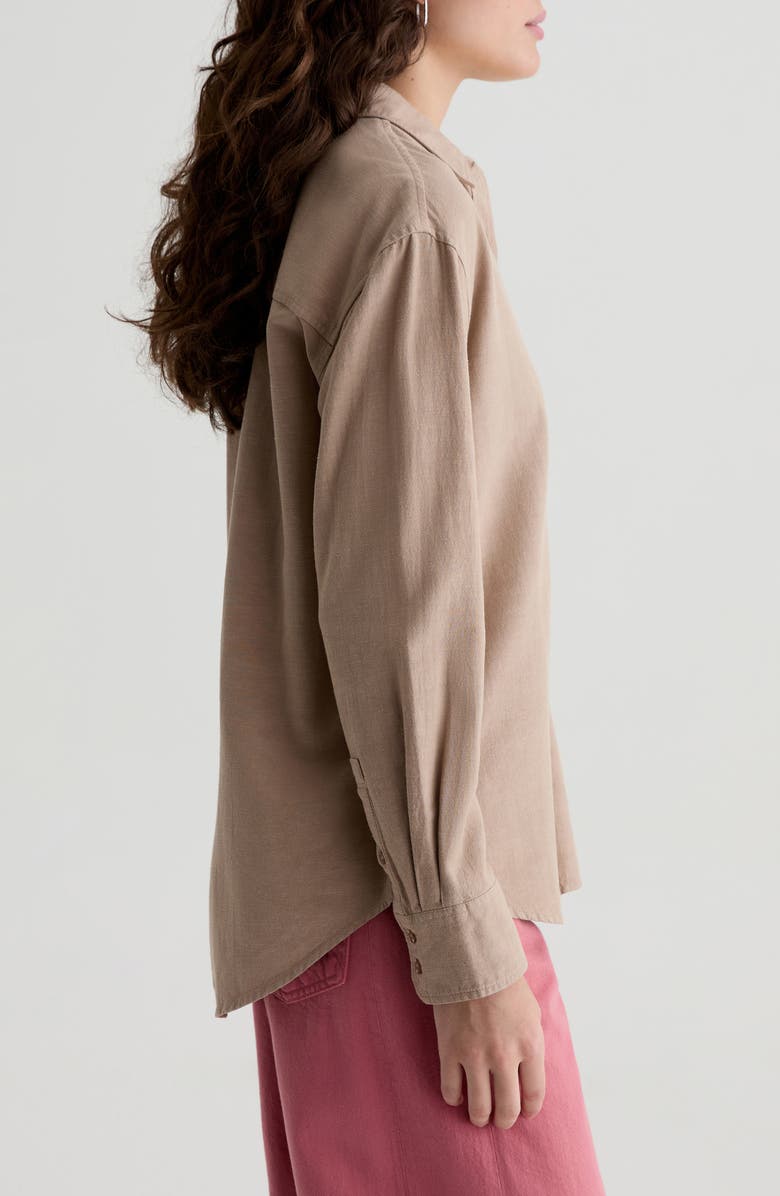 AG Addison Linen Blend Button-Up Shirt, Alternate, color, Simple Taupe