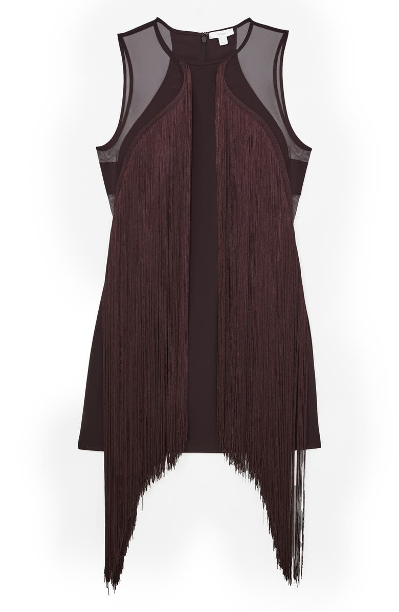 Reiss Farrow Fringe Sleeveless Minidress, Alternate, color, Burgundy