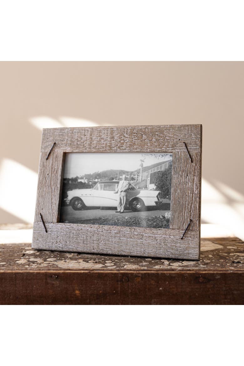 4x6 Decorative Weathered Distressed Wood Nail Accents Picture Frame, Alternate, color, Brown