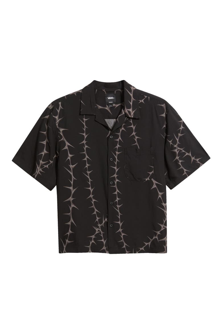Van Doren Print Camp Shirt, Alternate, color, BLACK