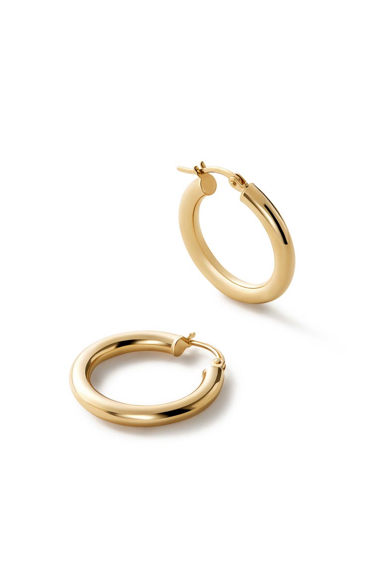 White Gold Hoop Earrings - White Gold Classic Hoops Medium, Main, color, Gold