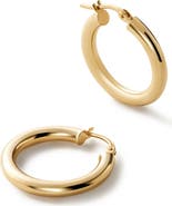 Ana Luisa White Gold Hoop Earrings - White Gold Classic Hoops Medium