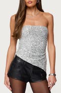 EDIKTED Sequin Strapless Asymmetric Top