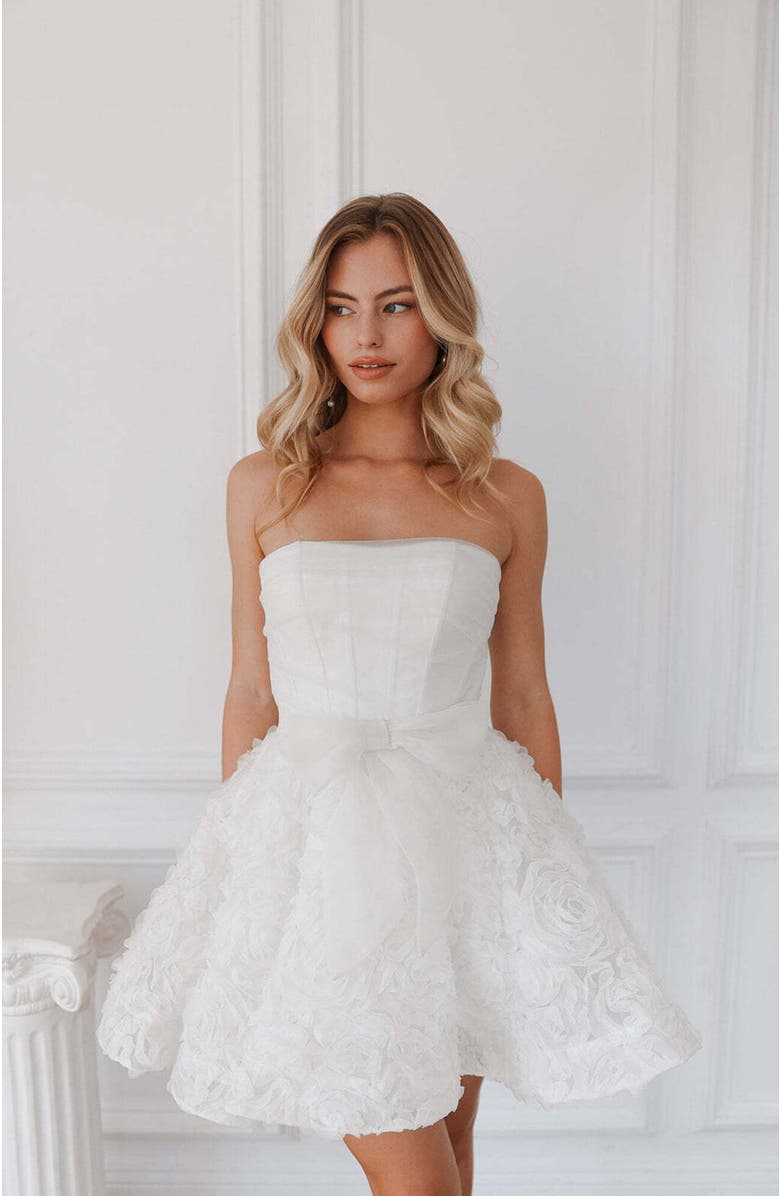 Untamed Petals Delancey Bow Mini Dress, Main, color,