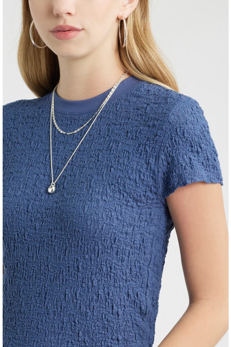 Crinkle Knit Crewneck Top, Alternate, color, BLUE INDIGO