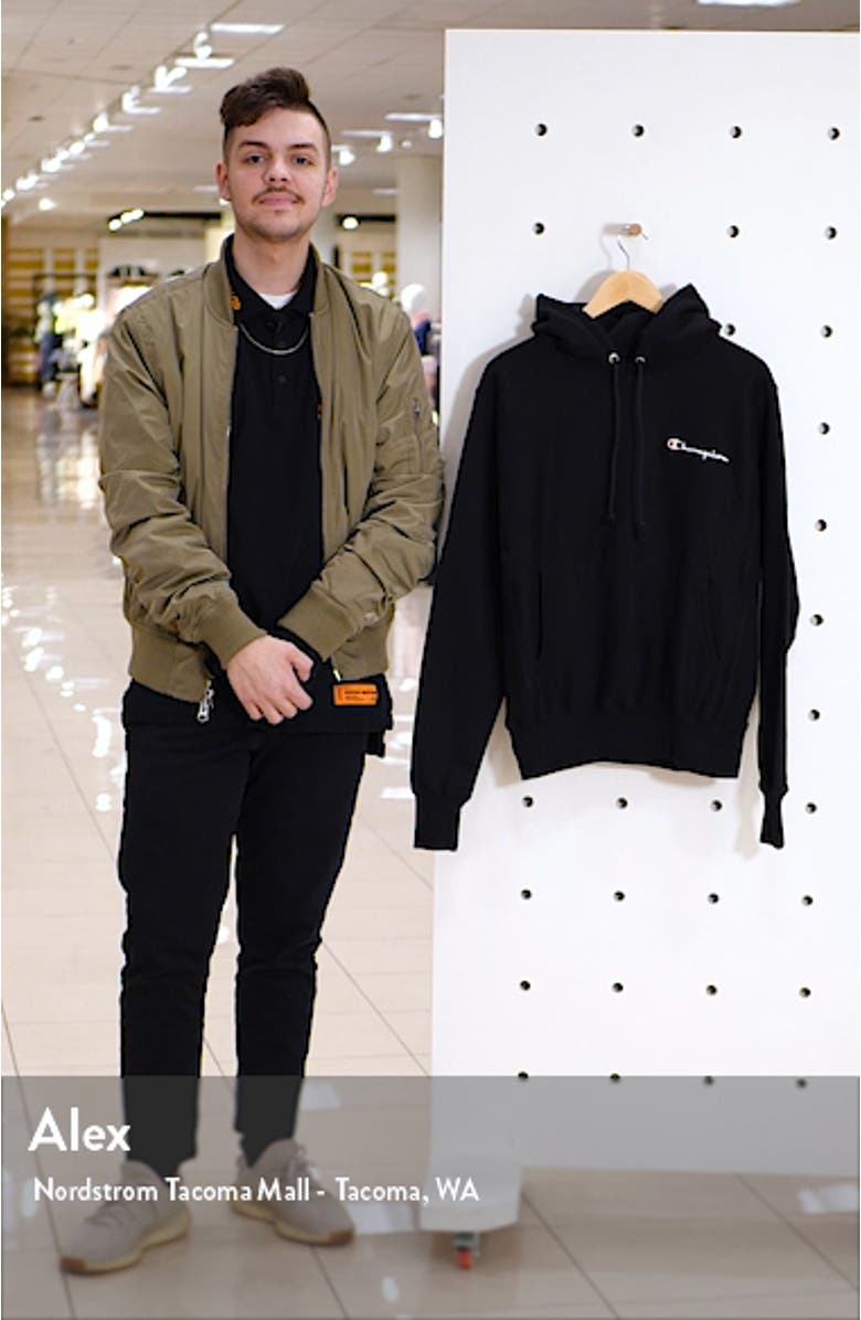 Reverse Weave<sup>®</sup> Script Chest Logo Hoodie, sales video thumbnail