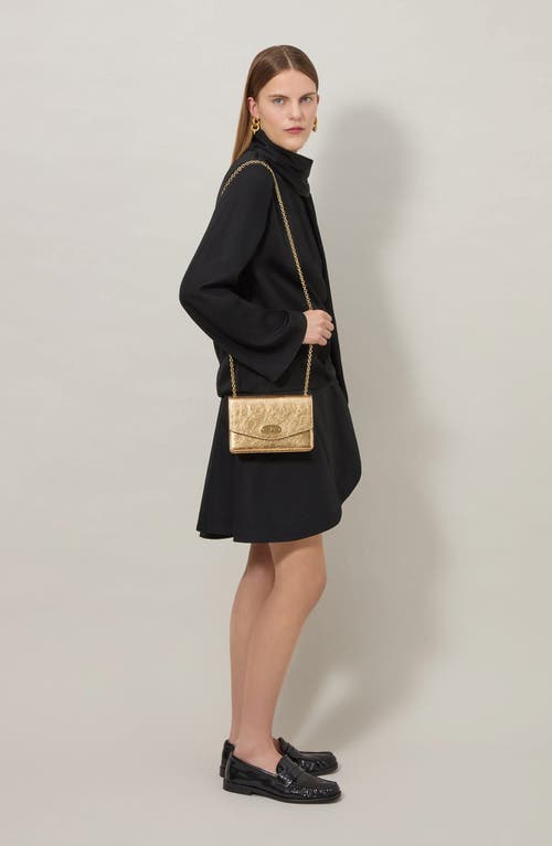 Mulberry Darley Metallic Leather Wallet On A Chain In Gold