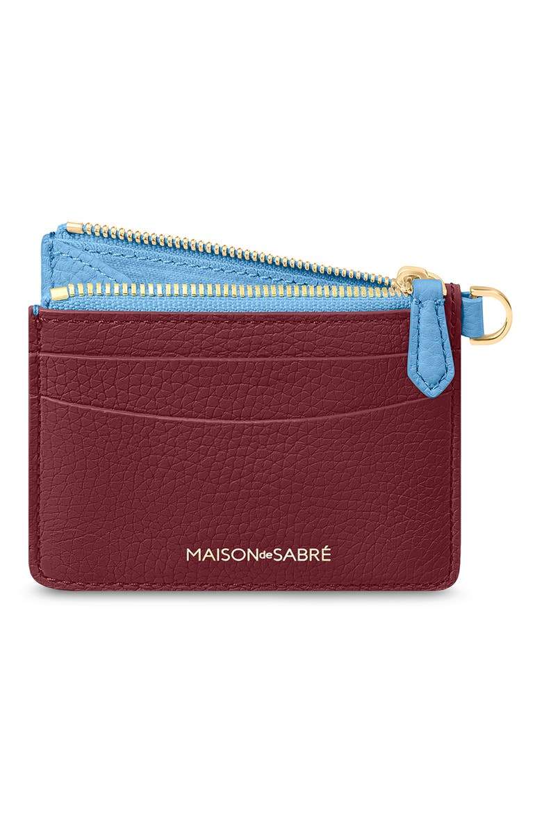 Leather Zipped Card Pouch, Alternate, color, Plum Sky