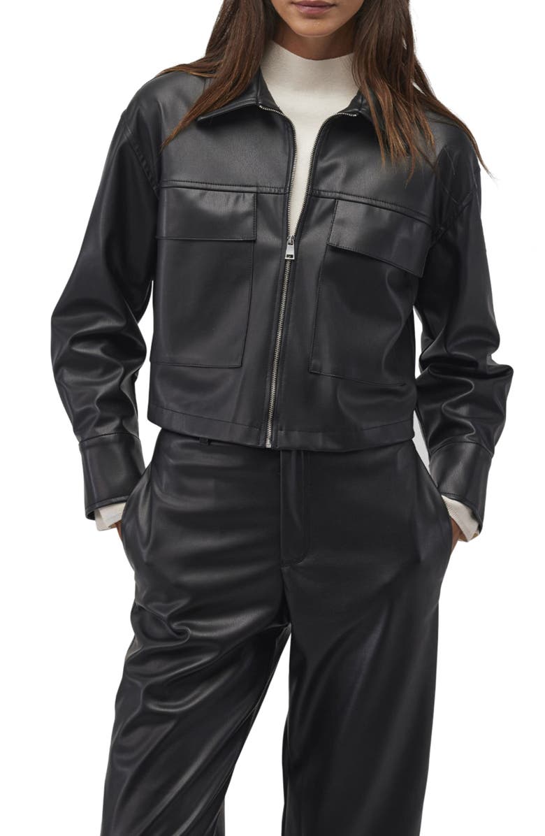 Mavi Jeans Faux Leather Zip Crop Shirt Jacket, Main, color, 