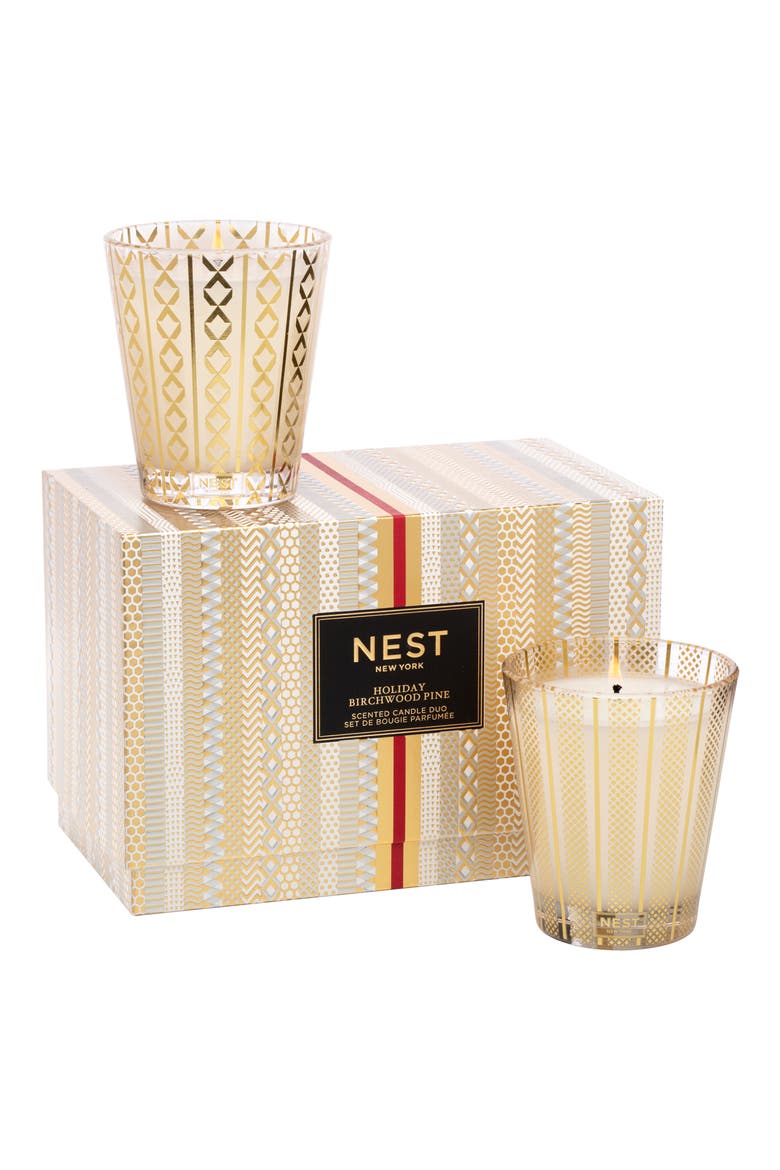 New York Holiday & Birchwood Pine Scented Candle Set, Main, color, NO COLOR